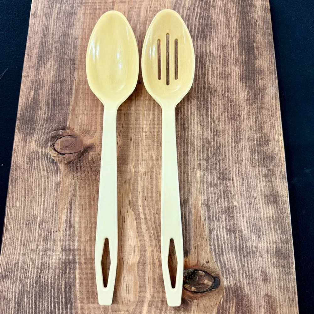 Tailor Made Products Cream Yellow Serving Spoon Set Solid and Slotted USA Made